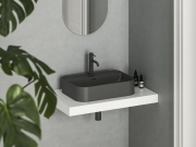 Ravak Umyvadlo Ceramic Slim Shelf R 55, s otvorem pro baterii, s přepadem, bílá matná