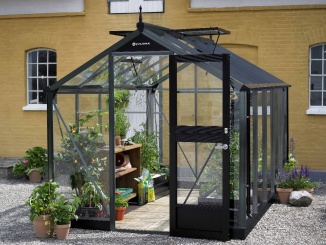 Hliníková konštrukcia –  Juliana Compact 3,7 m x 2,2 m, antracit / černá, kalené sklo 3 mm