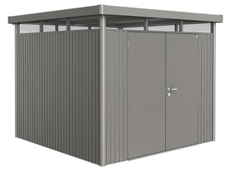 Biohort kerti fészerek –  HighLine H6, šedý křemen metalíza, s dvoukřídlými dveřmi
