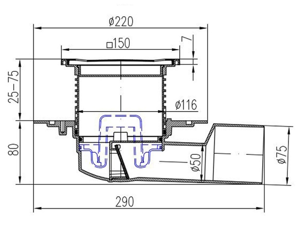 Vpusť Chuděj PVBU 50/75 (univerzální)
