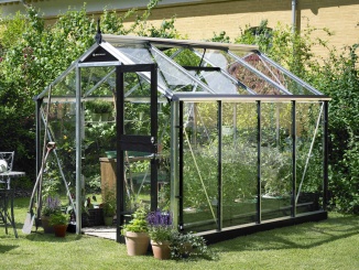 Hliníková konstrukce –  Juliana Compact 3,0 m x 2,2 m, alu / černá, kalené sklo 3 mm