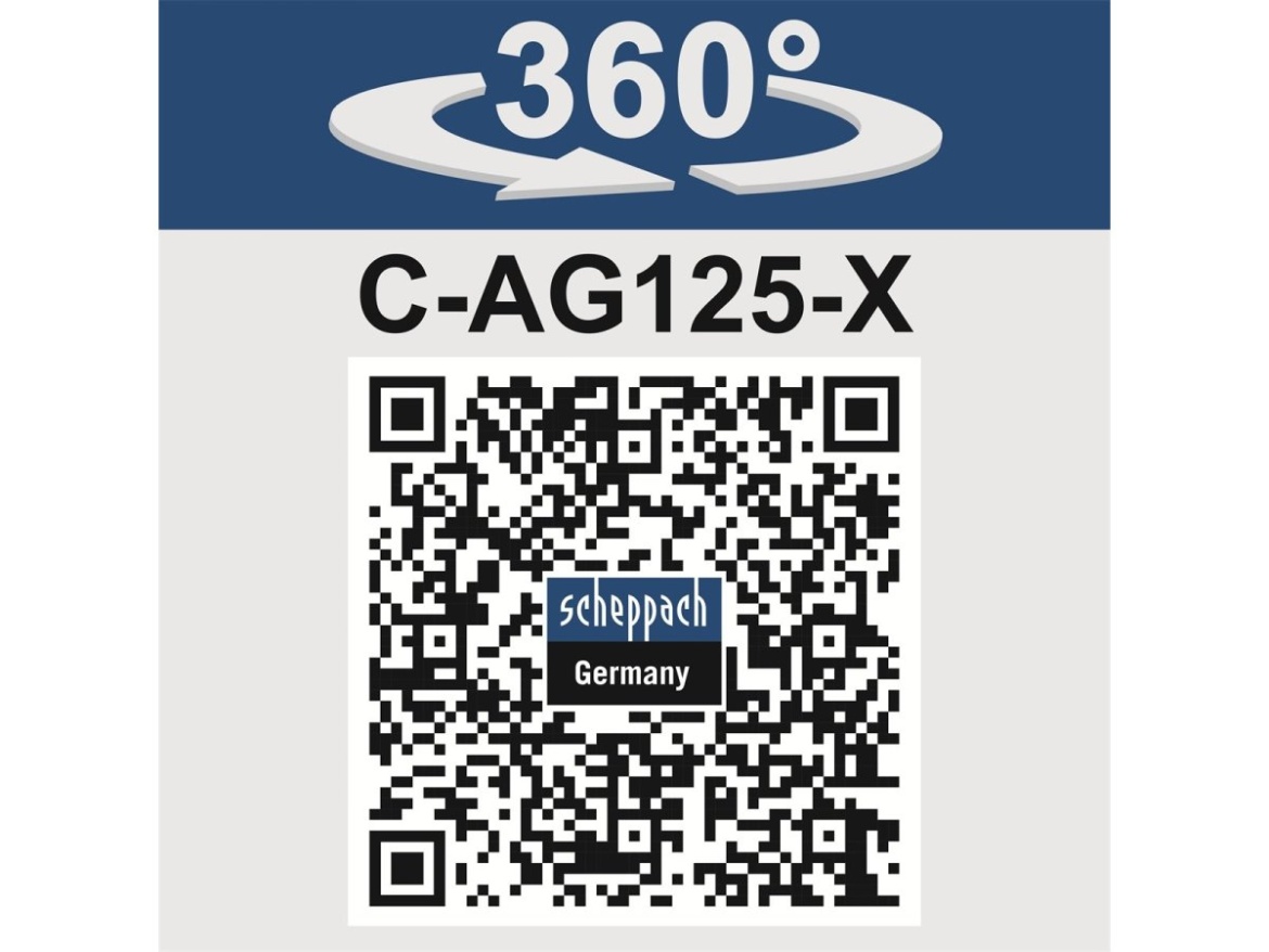 Aku 20 V IXES uhlová brúska (bez batérie a nabíjačky) Scheppach C-AG125-X