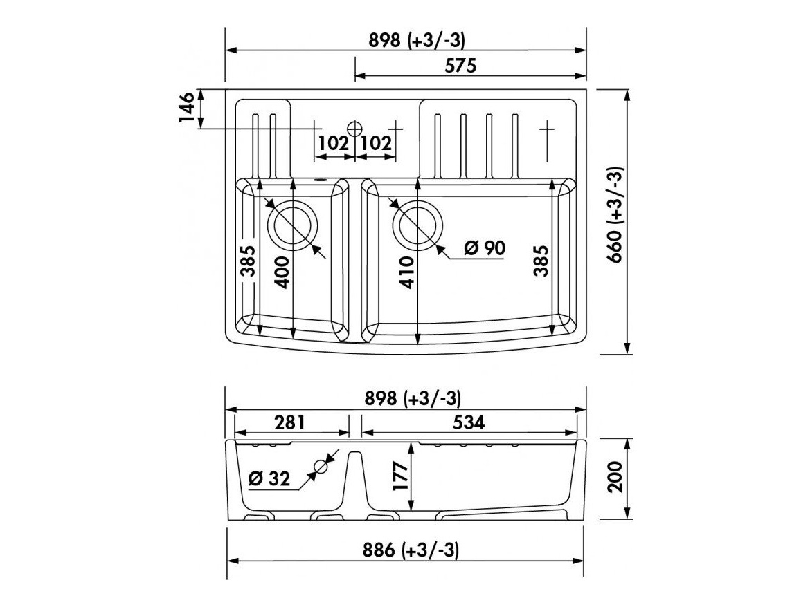 Kuchyňské dřezy Luisina Chambord Berlioz 900.2