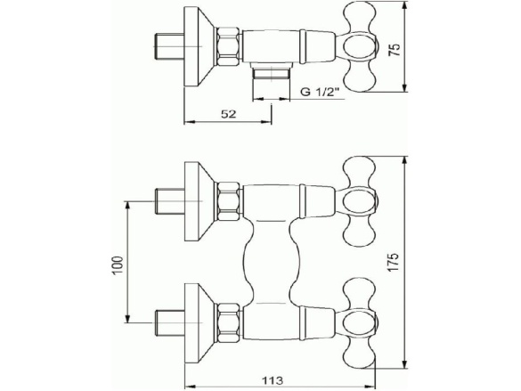 Novaservis Sprchová baterie Titania Retro II 150 mm, chrom, nástěnná, bez příslušenství,  99164/1,0