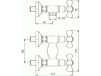 Vodovodné batérie – Novaservis Sprchová baterie Titania Retro II 150 mm, chrom, nástěnná, bez příslušenství, 99164/1,0