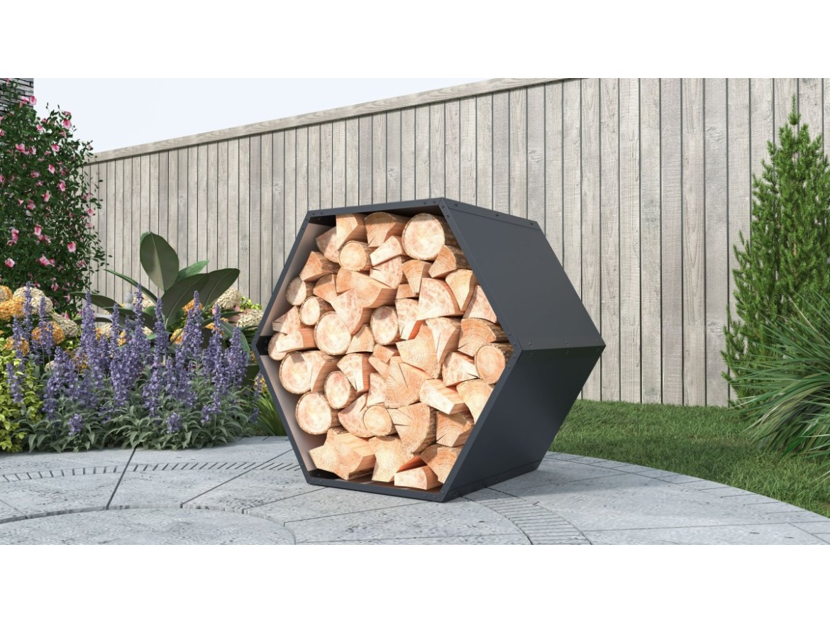 G21 Přístřešek na dřevo  HEX 53 - 92 x 60 cm, antracitový