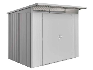 Biohort kerti fészerek – AvantGarde A5, stříbrná metalíza s dvoukřídlými dveřmi