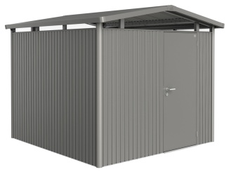 Biohort kerti fészerek – Panorama P1, šedý křemen metalíza s jednokřídlými dveřmi