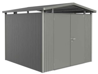 Biohort kerti fészerek – Panorama P5, šedý křemen metalíza s dvoukřídlými dveřmi