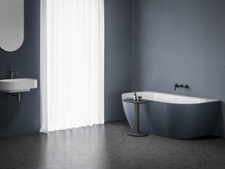 Bydlení – Ravak Vana Freedom Wall Tec 170x87, volně stojící, Deepsea Blue/bílá, krytka odtoku bílá