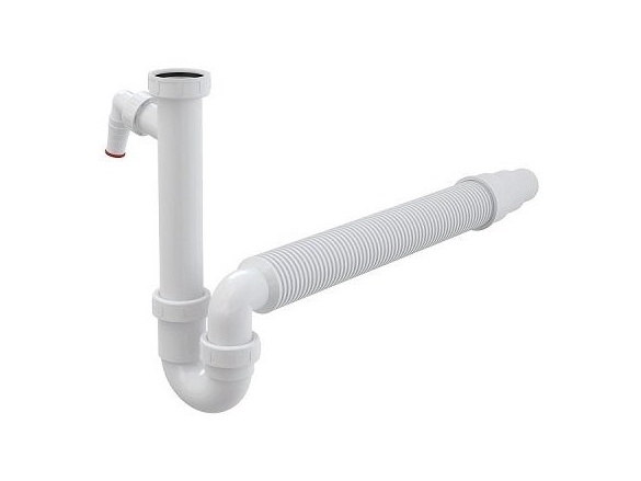 Alcadrain Dřezový sifon A83 bez výpusti G 6/4", odpad 50/40 mm, s přípojkou,  A83-DN50/40