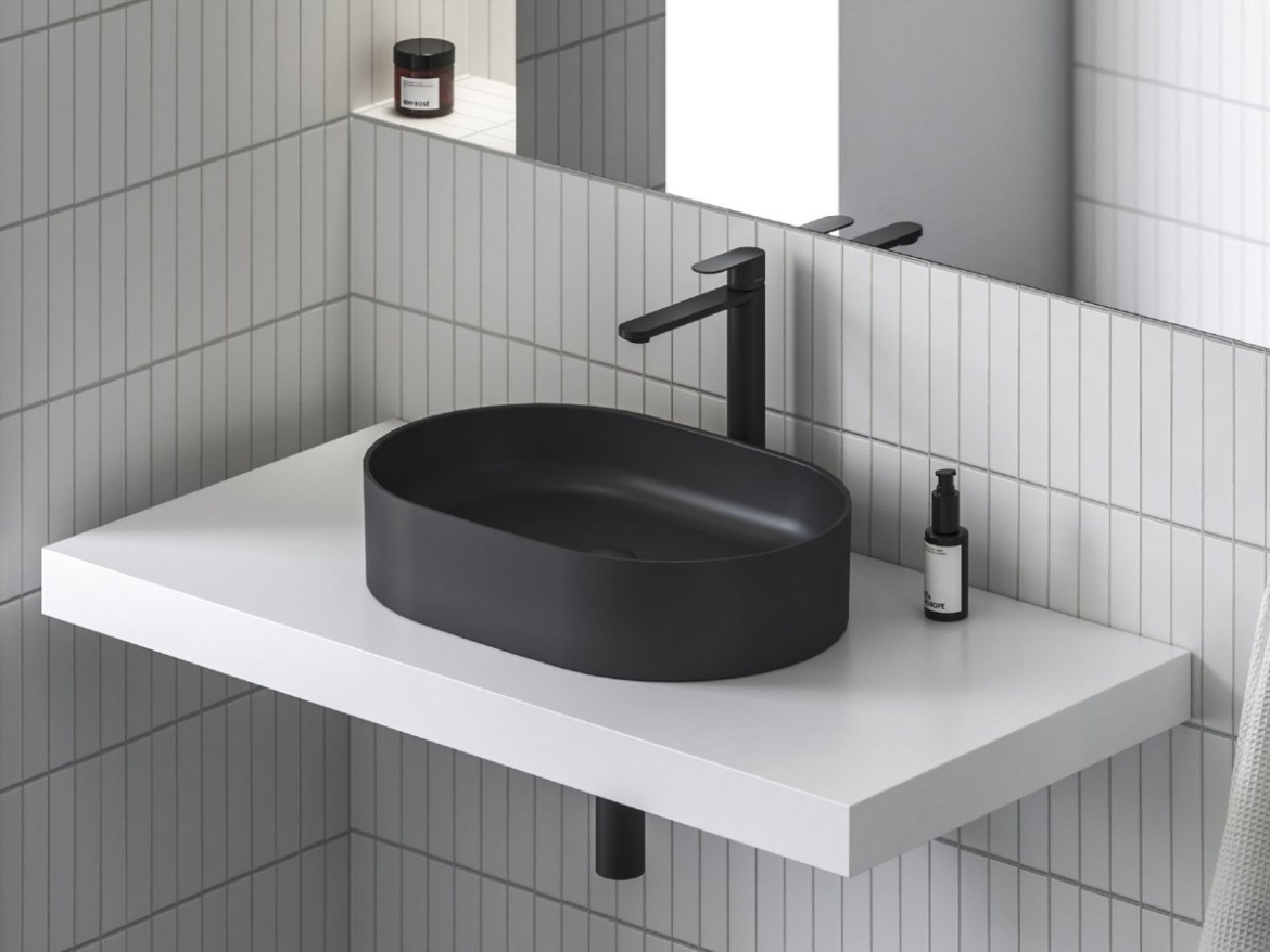 Ravak CR II 015.21BL Umyvadlová stojánková baterie BeCool 300 mm bez výpusti, černá