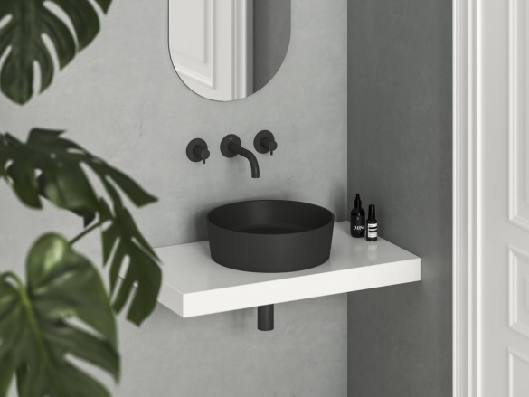 Ravak Umývadlo Uni Slim 40, bez otvoru pre batériu, bez prepadu, čierna matná