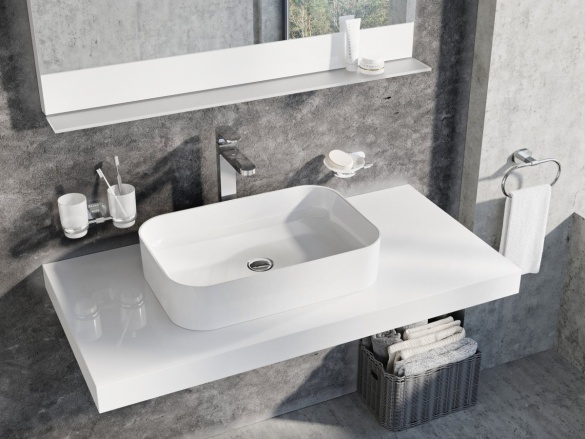 Ravak Umyvadlo Ceramic Slim R 55, bez otvoru pro baterii, bez přepadu, bílá