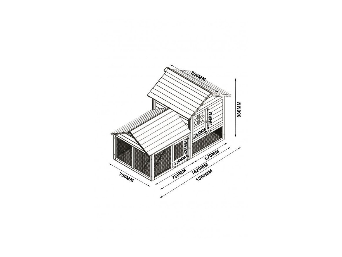 Scobax Dřevěná králíkárna BEROUN, 1560x880x980 mm