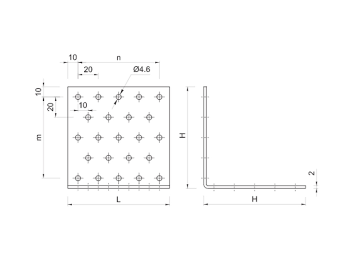 Rovnoramenný perforovaný úhelník Koelner D-KF