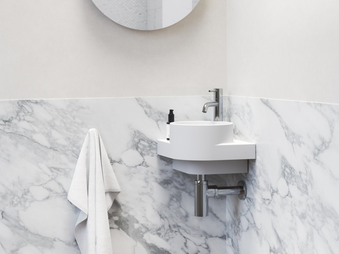 Ravak Umývadlo Yard 28 C, s otvorom pre batériu, bez prepadu, biela matná