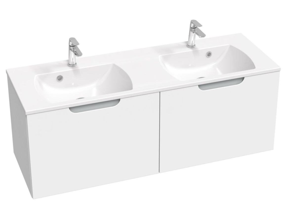 Ravak Dvojumyvadlo Classic Slim 130, s otvory pro baterie, s přepadem