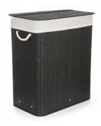 G21 Koš na prádlo  105 l s rozdělovačem, bambusový černý s bílým košem