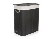 G21 Koš na prádlo  105 l s rozdělovačem, bambusový černý s bílým košem