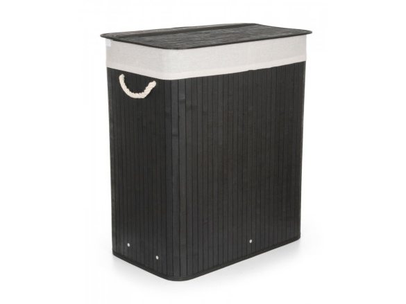 G21 Koš na prádlo  105 l s rozdělovačem, bambusový černý s bílým košem