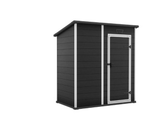 Plastové –  Keter Zahradní domek Keter Essential Shed 6x4 - 112 × 184 × 195 cm - tmavě šedý/bílý