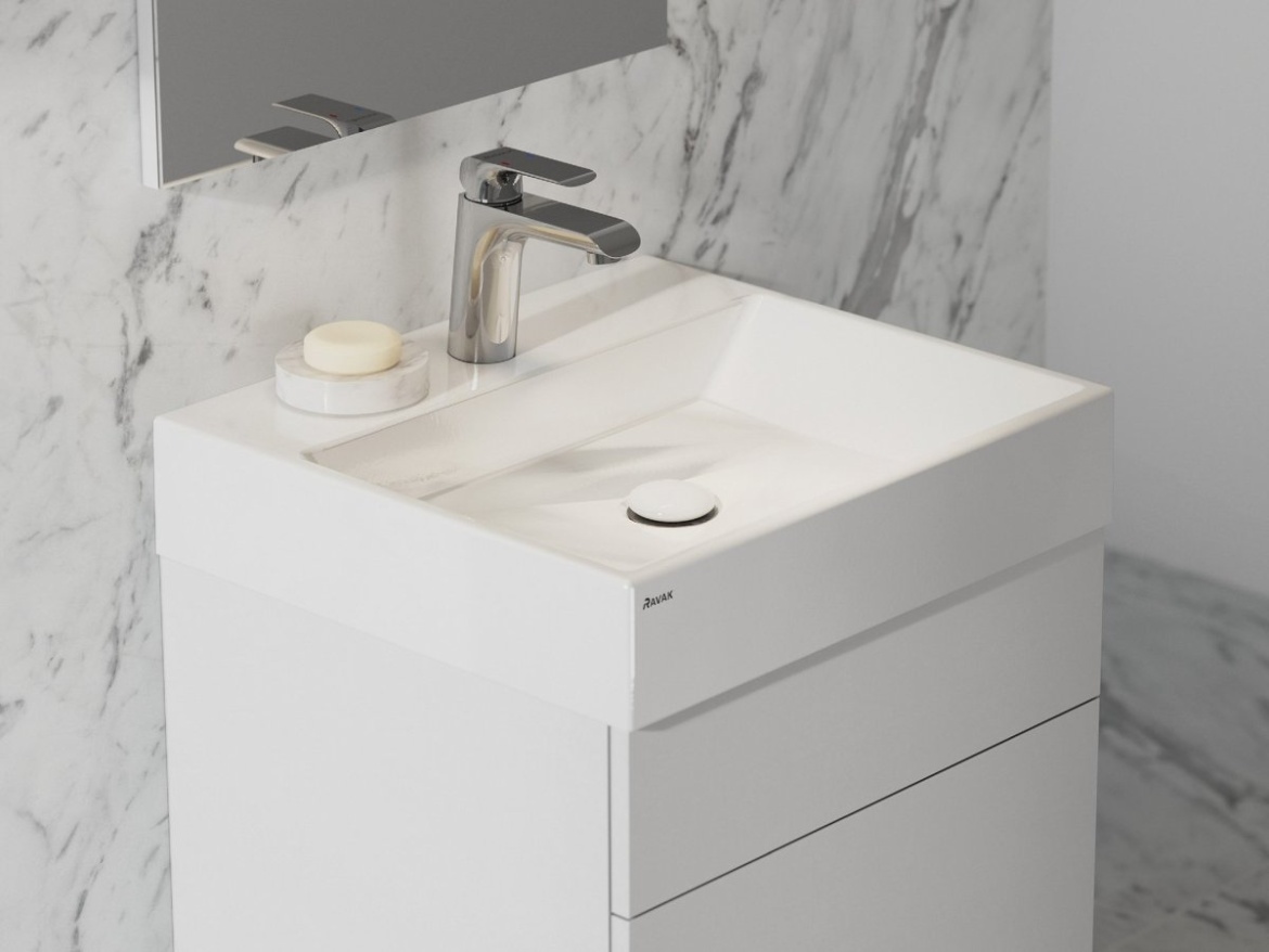 Ravak Umyvadlo Natural 50, s otvorem pro baterii, bez přepadu