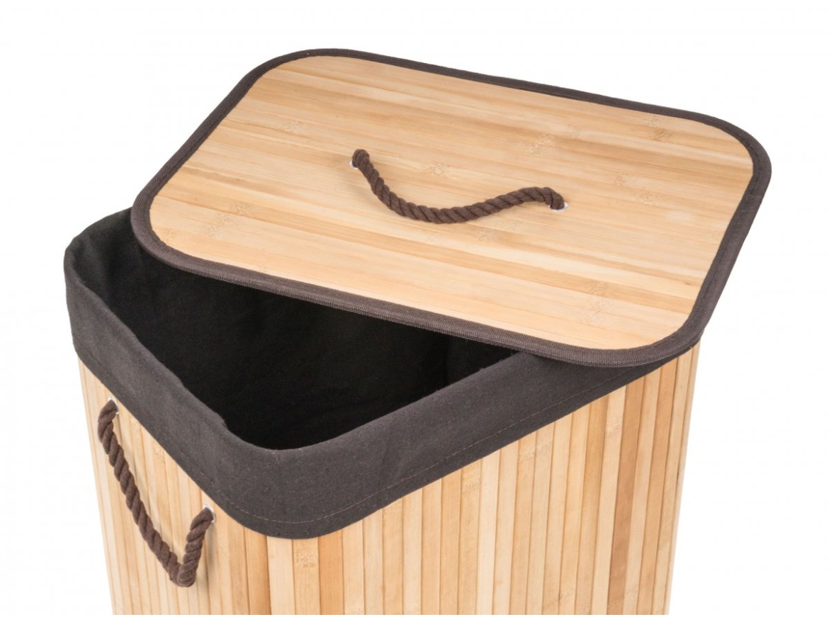 G21 Koš na prádlo  72 l, bambusový s hnědým košem