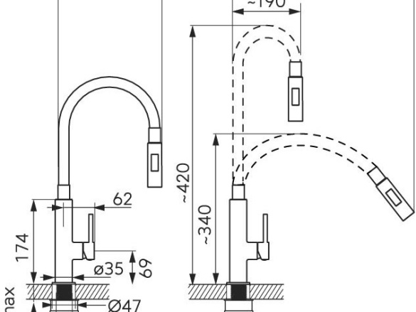 Novaservis Dřezová baterie Ferro, černá-chrom, stojánková,  70730,0C