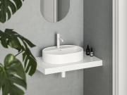 Ravak Umyvadlo Ceramic Slim Shelf O 55, s otvorem pro baterii, s přepadem, antracit