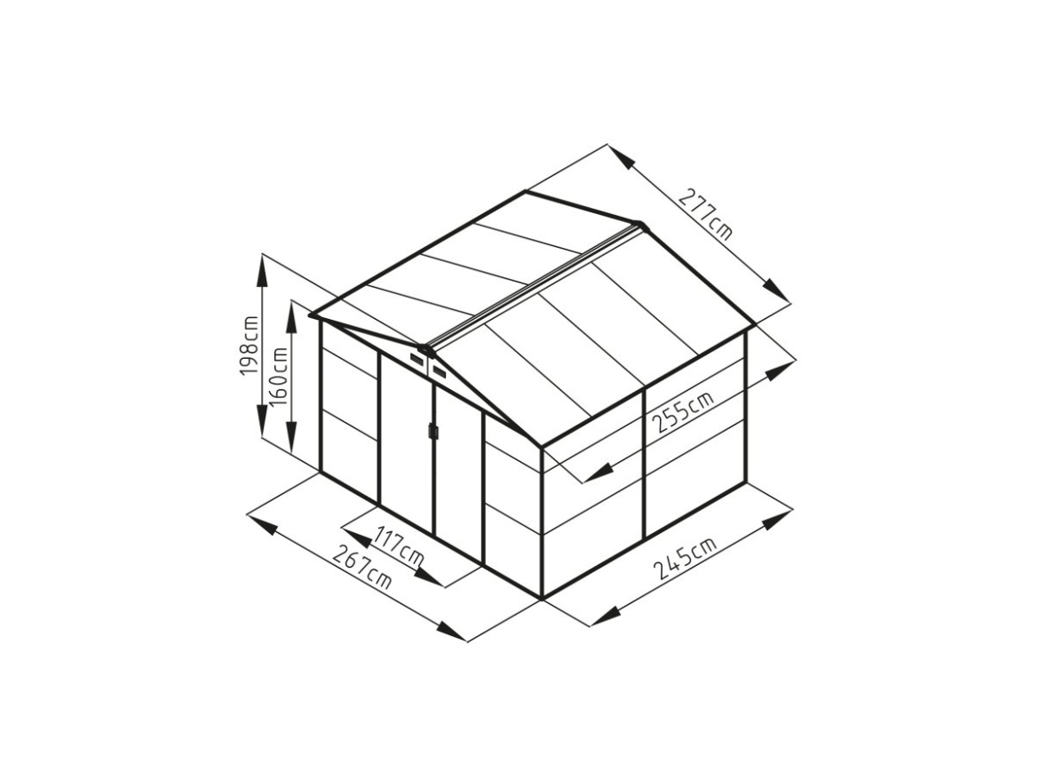 Plechový zahradní domek G21 GAH 706 - 277 x 255 cm, antracitový