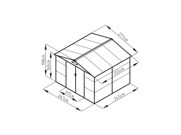 Plechový zahradní domek G21 GAH 706 - 277 x 255 cm, antracitový