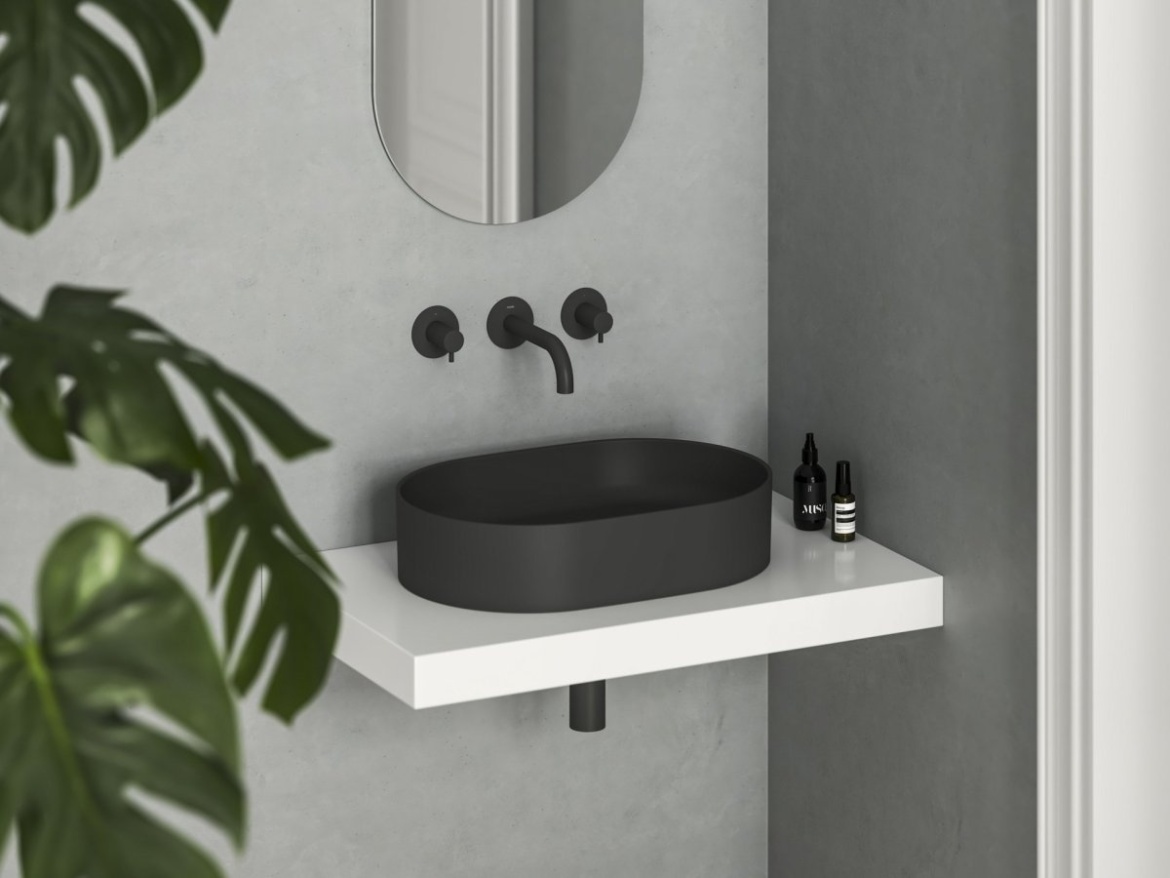 Ravak Umývadlo Ceramic Slim O 55, bez otvoru pre batériu, bez prepadu, antracit