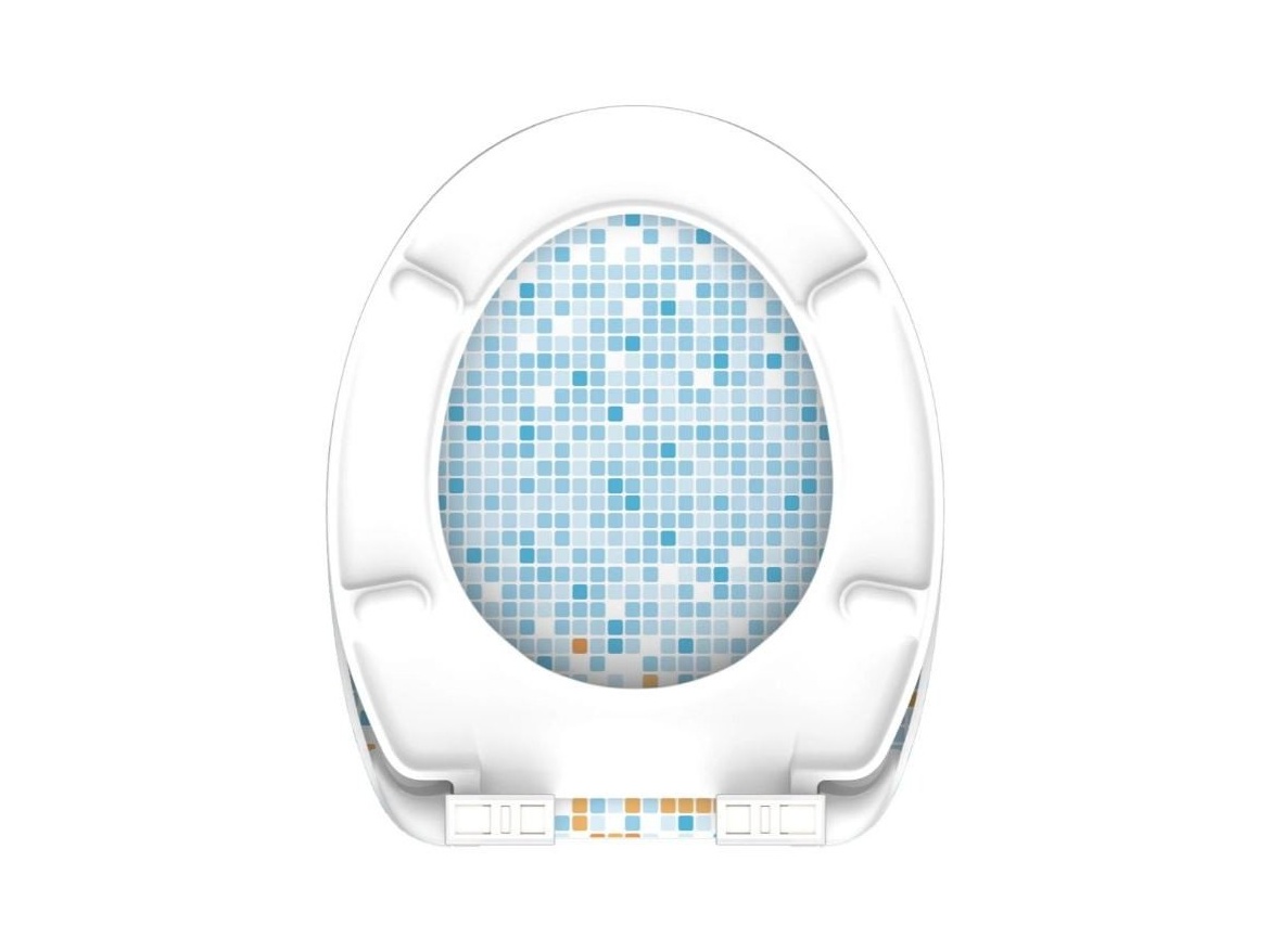 WC sedátka, záchodová prkna Schütte MOSAIK BLAU-ORANGE | Duroplast, Soft Close