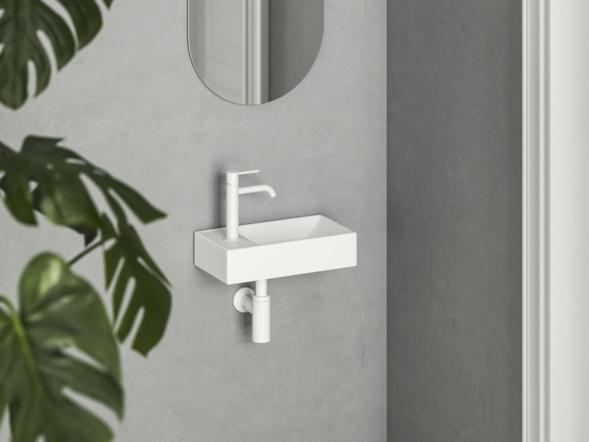 Ravak Umývadlo Veda Wall 40 L, s otvorom pre batériu, bez prepadu, antracit