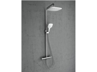 Sprchové sloupy –  Ravak TE 093.00CR/WH Sprchový sloup s termostatickou baterií, posuvný, se sprchovým setem, chrom/bílá
