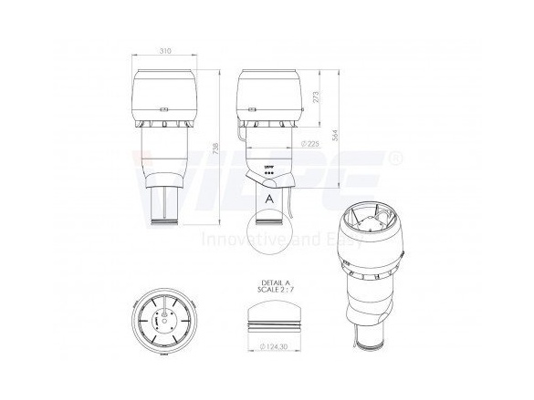 Vilpe Střešní ventilátor E190P / Ø125 / 500