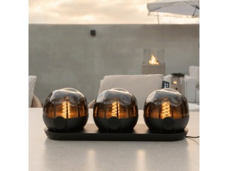 Plynové lucerny –  COSI Cosisfera černá (set tří) zahrnující nabíjecí stanici