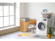 G21 Koš na prádlo  72 l, bambusový s bílým košem