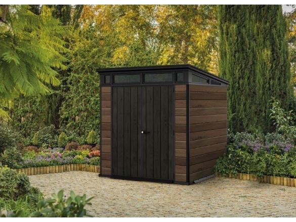 Műanyag kerti ház Keter Signature 7x7 Walnut, s podlahou