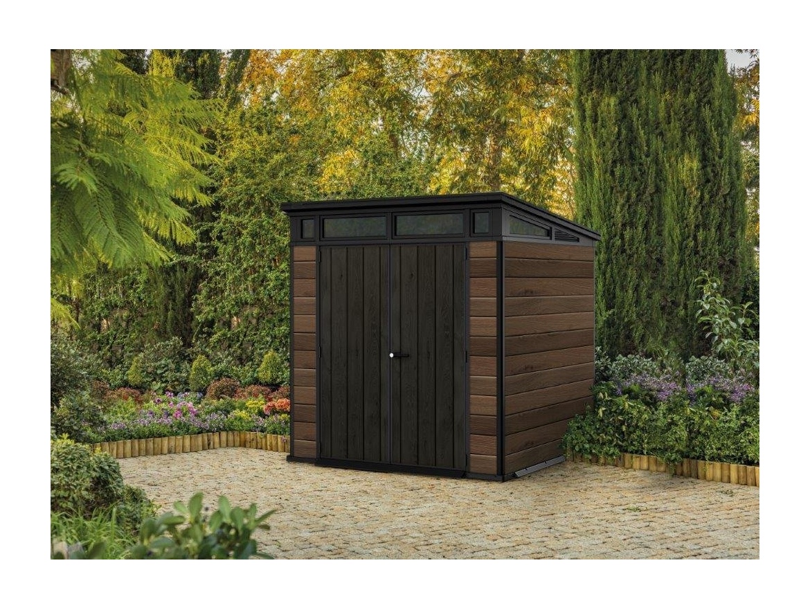 Plastový záhradný domček Keter Signature 7x7 Walnut, s podlahou