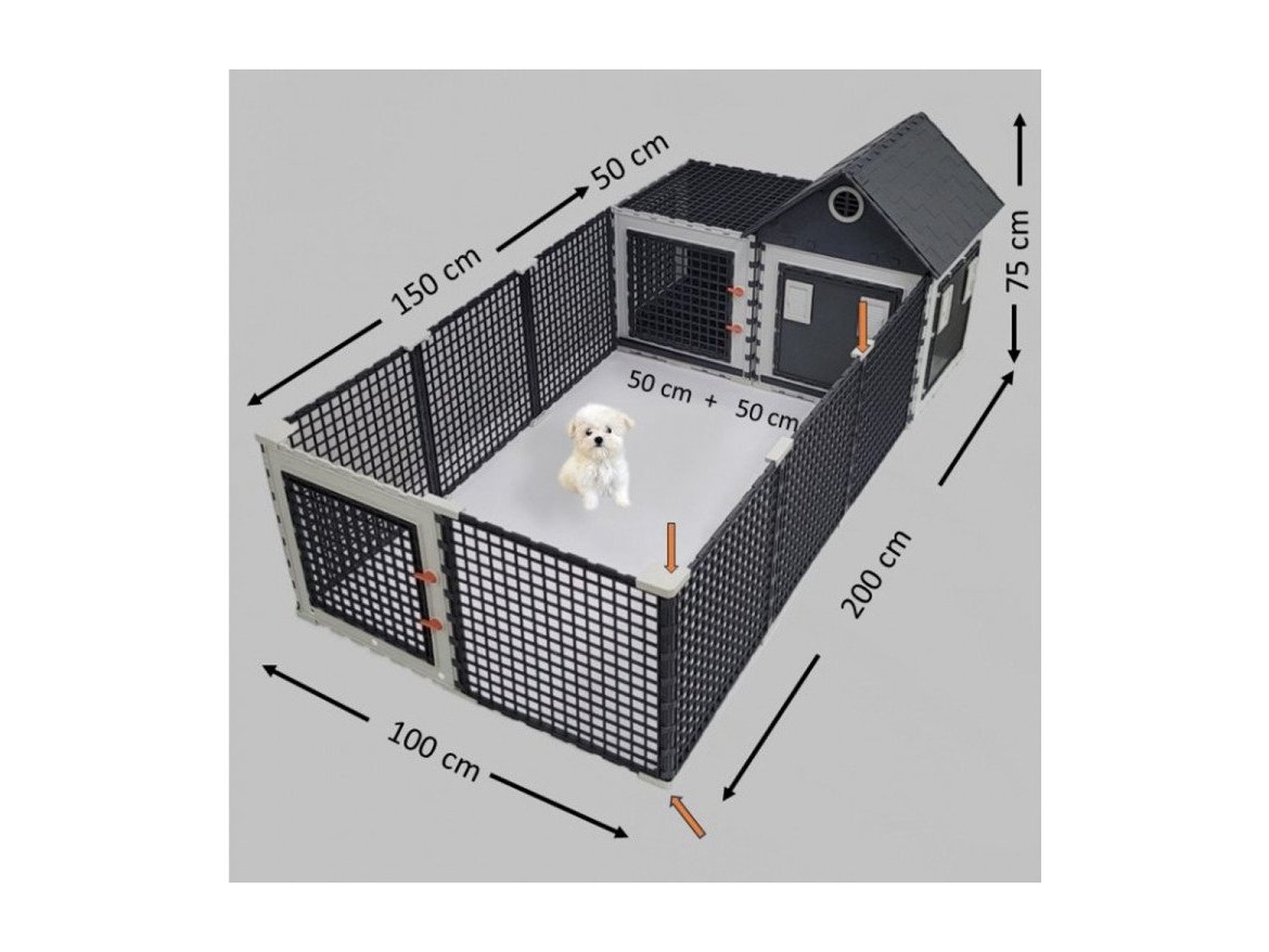 Scobax Modulární výběh s boudou Leganest 200 x 100 cm – pro domácí mazlíčky