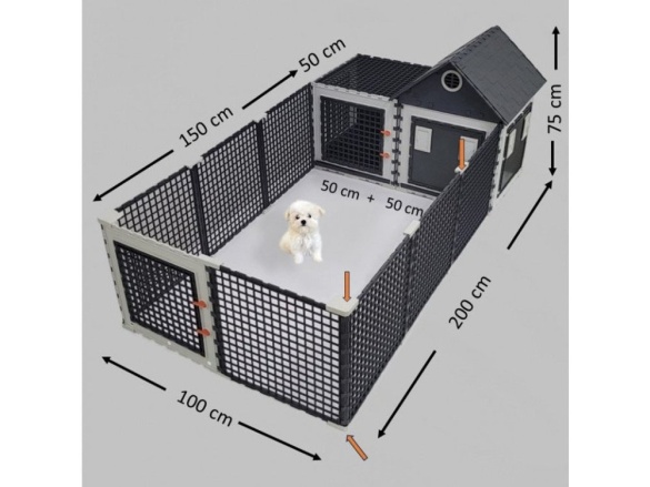 Scobax Modulární výběh s boudou Leganest 200 x 100 cm – pro domácí mazlíčky