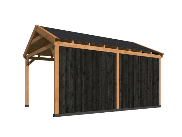 Wood satteldach Göteborg, typ 1 (schwarz gesprühte Wände)