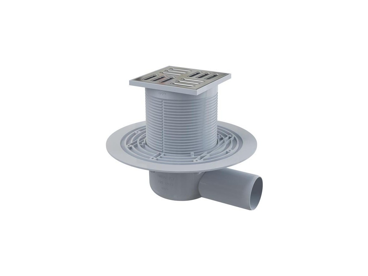 Alcadrain Podlahová vpusť 105 x 105 mm, mřížka nerez, boční odtok d 50 mm,  APV1311