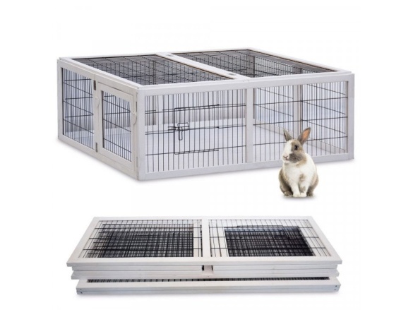 Scobax Dřevěný výběh pro králíky - bílý XL