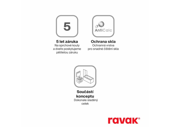 Ravak CPS 100, bílá matná+transparent
