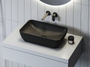 Ravak Umývadlo Uni Slim R 50, bez otvoru pre batériu, bez prepadu, čierna lesk
