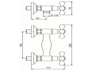 Novaservis –  Novaservis Sprchová baterie Titania Retro II 150 mm, chrom, nástěnná, bez příslušenství,  99160/1,0