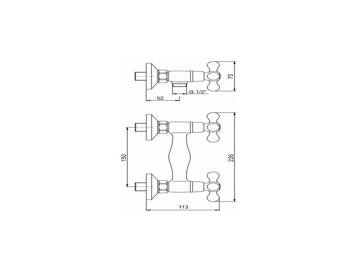 Novaservis Sprchová baterie Titania Retro II 150 mm, chrom, nástěnná, bez příslušenství,  99160/1,0